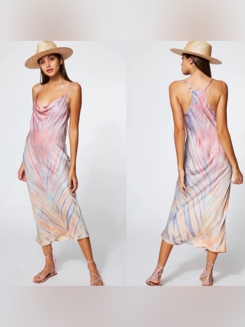 Young Fabulous & Broke satin sweetie plum  Pastel Tie-Dye slip dress - Picture 10 of 10
